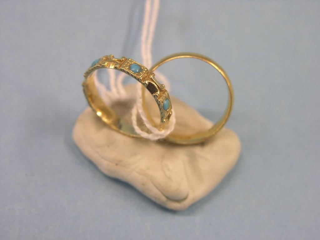 Appraisal: A ct gold band wedding ring grams and a yellow