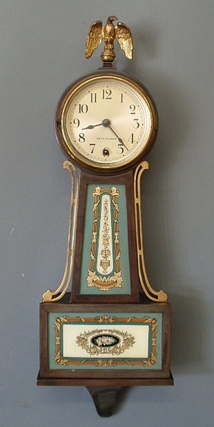 Appraisal: Set Thomas mahogany cased banjo clock h