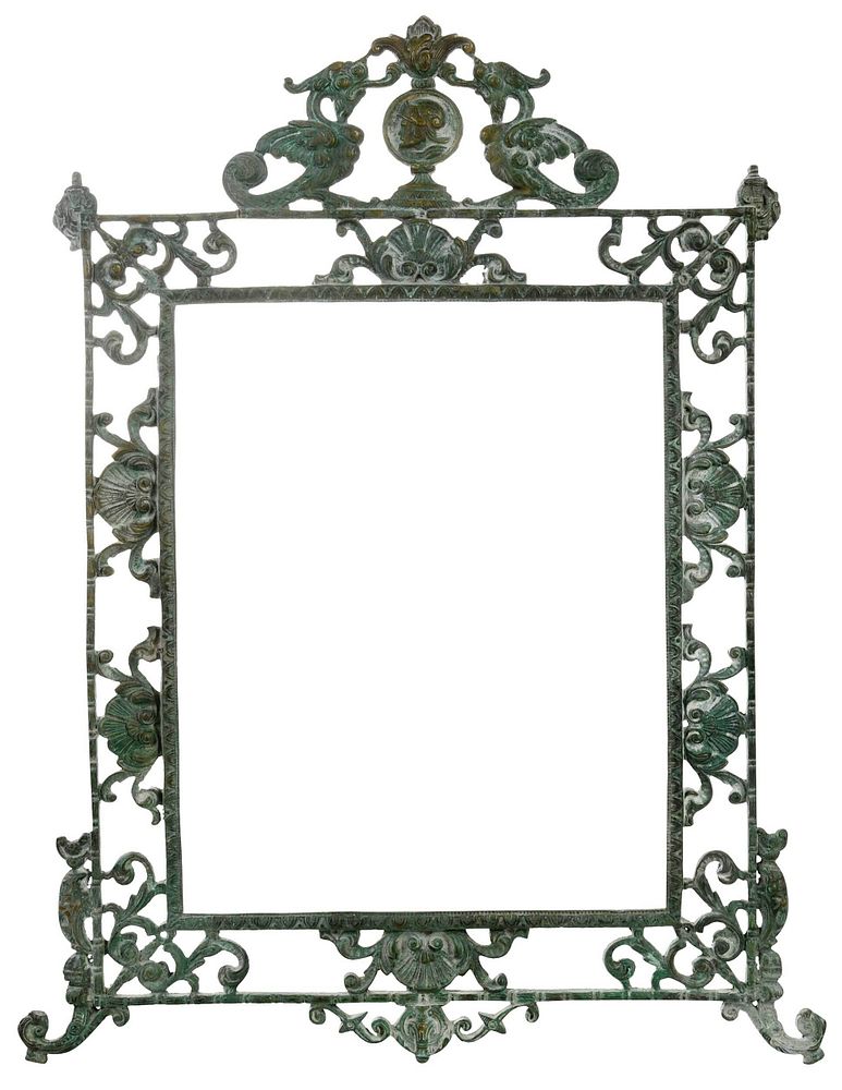 Appraisal: Large Bronze Reticulated Tabletop Picture Frame th century stamped Mca