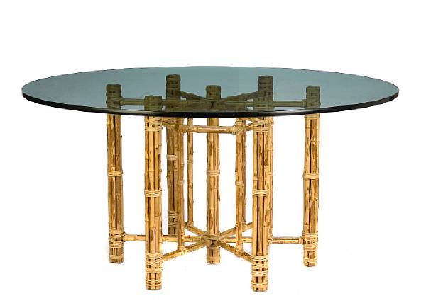 Appraisal: A Mcguire contemporary glass and bamboo dining table height in