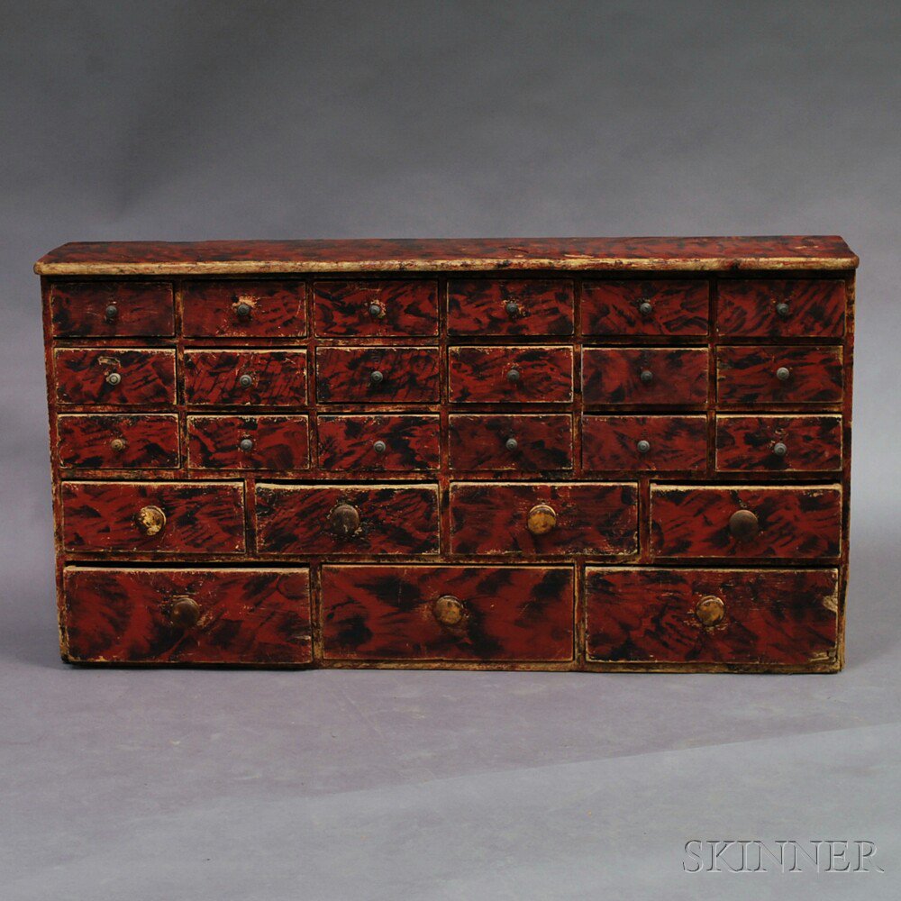 Appraisal: Putty-painted Apothecary Chest th th century the narrow rectangular top