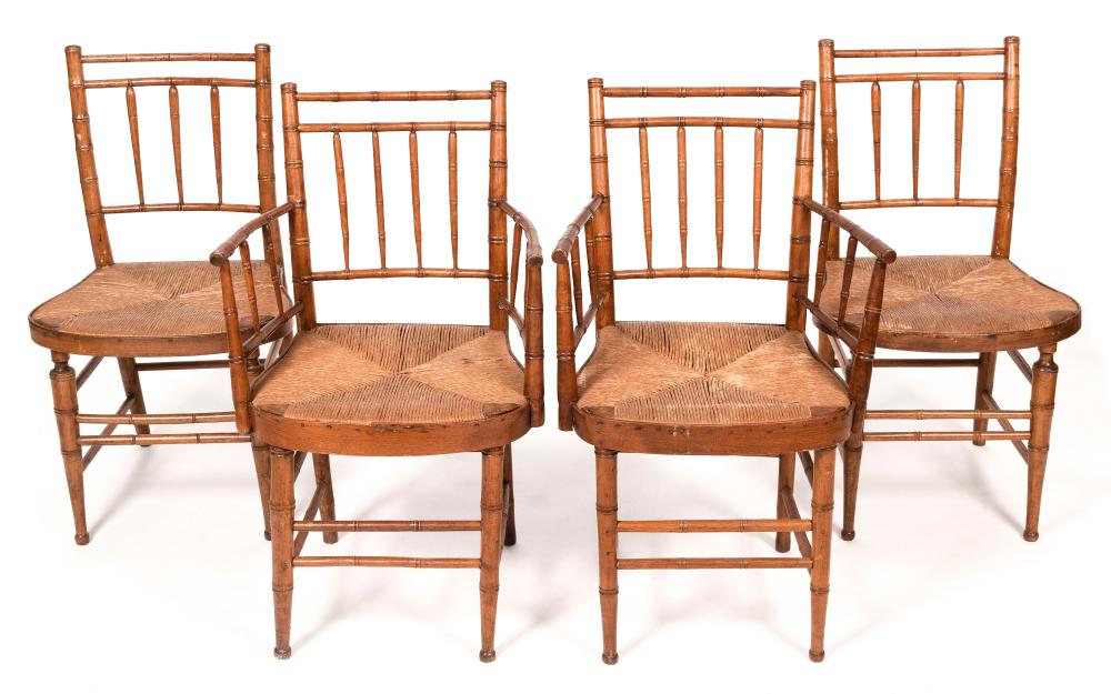 Appraisal: SET OF FOUR REGENCY RUSH-SEAT CHAIRS FIRST HALF OF THE