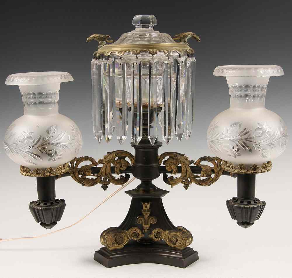 Appraisal: FINE DOUBLE-BURNER ARGAND LAMP - Double Burner argand Lamp by