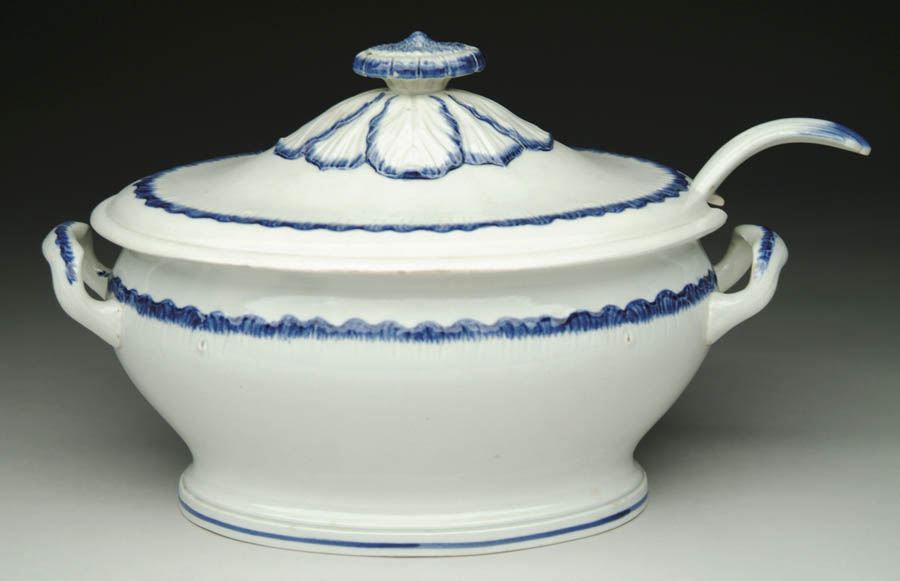 Appraisal: FINE COVERED BLUE FEATHER EDGE LEEDS SOUP TUREEN BY ROGERS