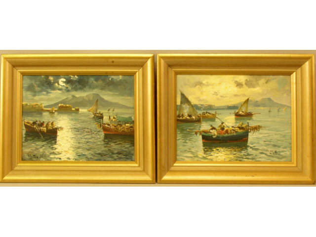 Appraisal: Pair of original Italian oils on board X inches depicting