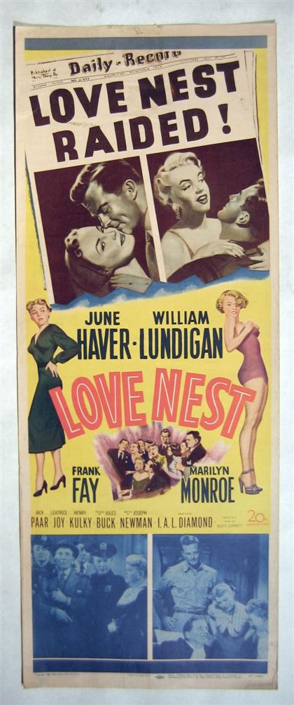 Appraisal: piece Movie Poster Love Nest th-Century Fox Color litho insert