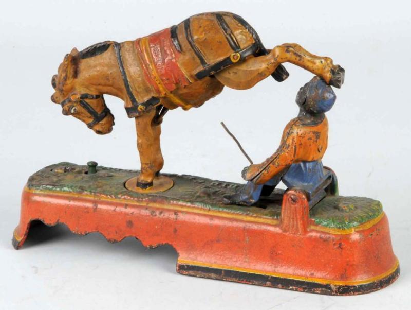 Appraisal: Cast Iron Always Did Spise a Mule Mechanical Bank Description