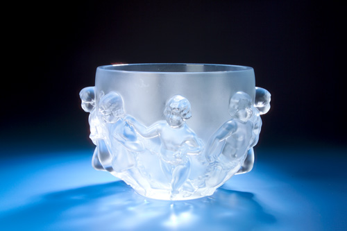 Appraisal: LALIQUE Center bowl Luxembourg clear and frosted s Small chip