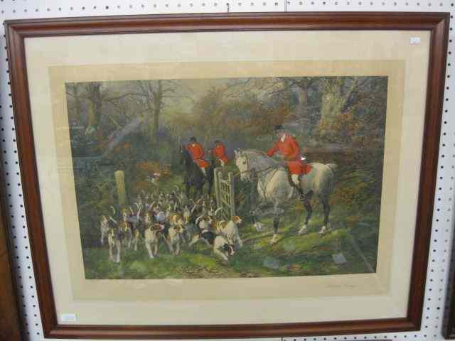 Appraisal: Haywood Hardy Lithograph ''Viewed Away'' fox hunt scene image area