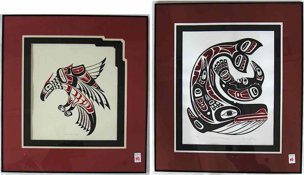 Appraisal: TWO NORTHWEST COASTAL INDIAN ART PRINTS Tresham Gregg Haines Alaska