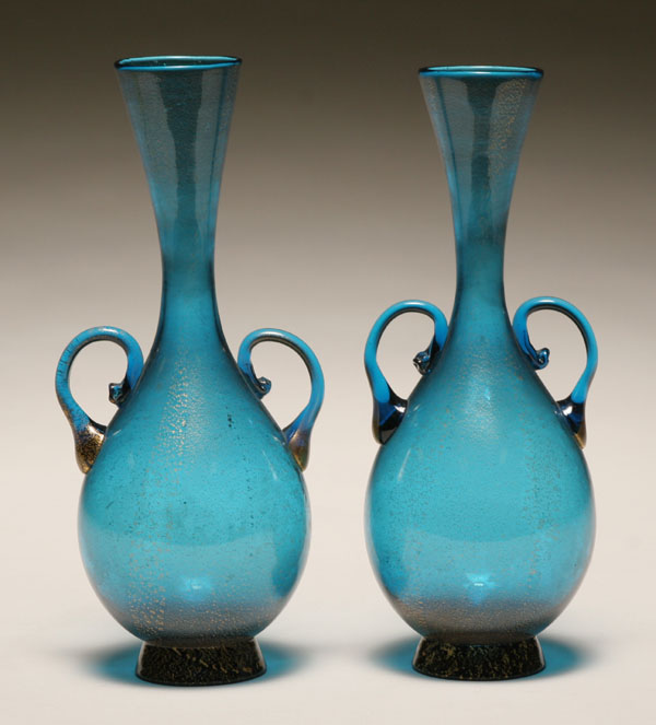 Appraisal: Lot of Murano glass vases blue AVEM Pair of blue