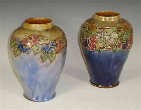 Appraisal: Two Royal Doulton vases each of baluster form decorated with