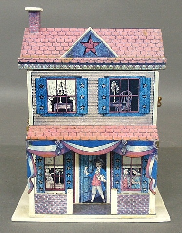 Appraisal: - Miniature colonial-type cottage with lithographed exterior scale and miniature