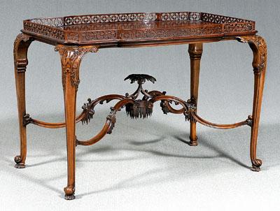 Appraisal: Fine Chippendale silver table cartouche shaped top with pierced gallery