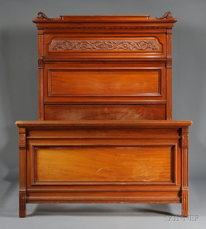 Appraisal: Three-piece Victorian Renaissance Revival Marble-top Carved Mahogany Bedroom Set a