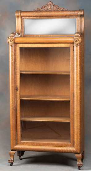 Appraisal: Antique single door quarter sawn oak Bookcase circa - with