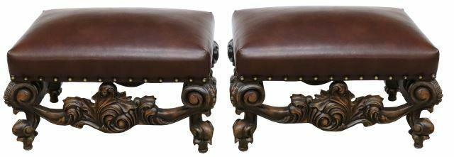 Appraisal: pair Baroque style ottomans footstools late th c each having