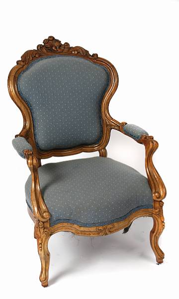 Appraisal: An Italian Rococo style walnut armchair th century height in