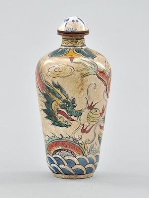 Appraisal: A Beijing Enamel on Copper Snuff Bottle Of tapered shape