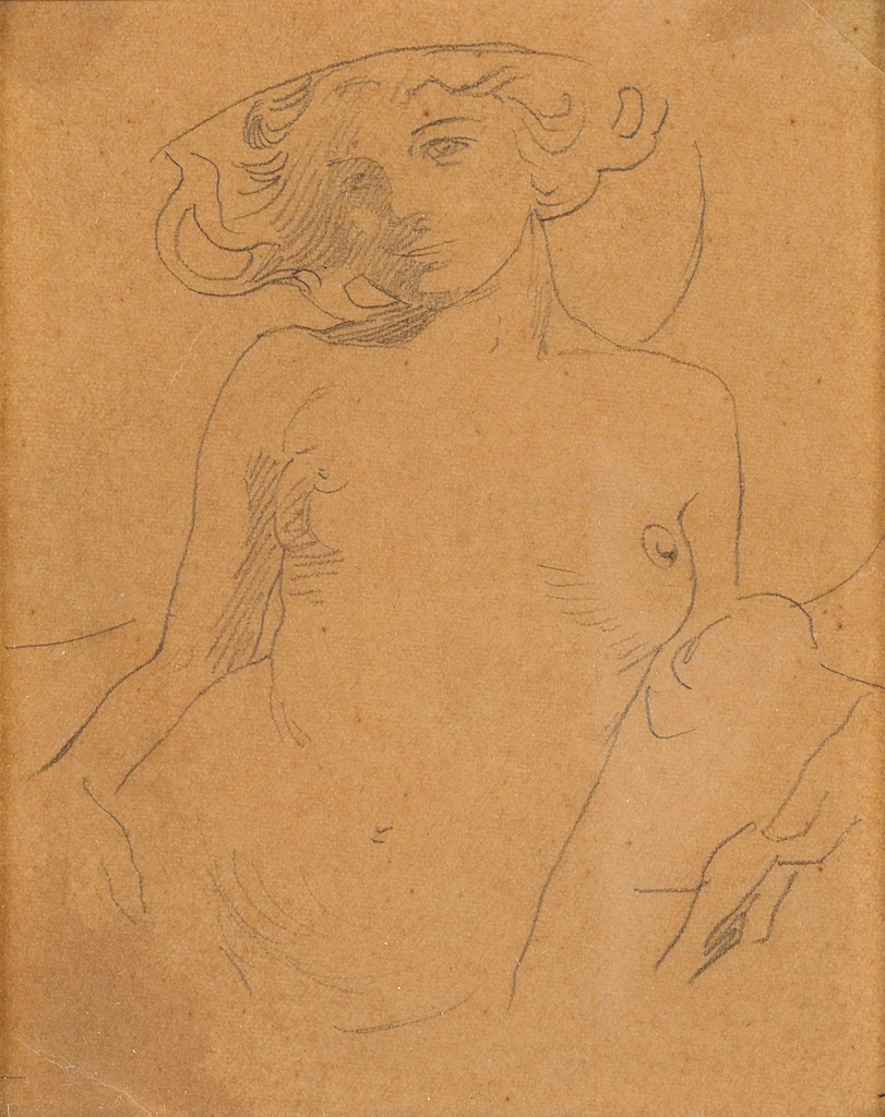 Appraisal: ALPHONSE MUCHA - FIGURES D CORATIFS Preparatory pencil sketch Circa