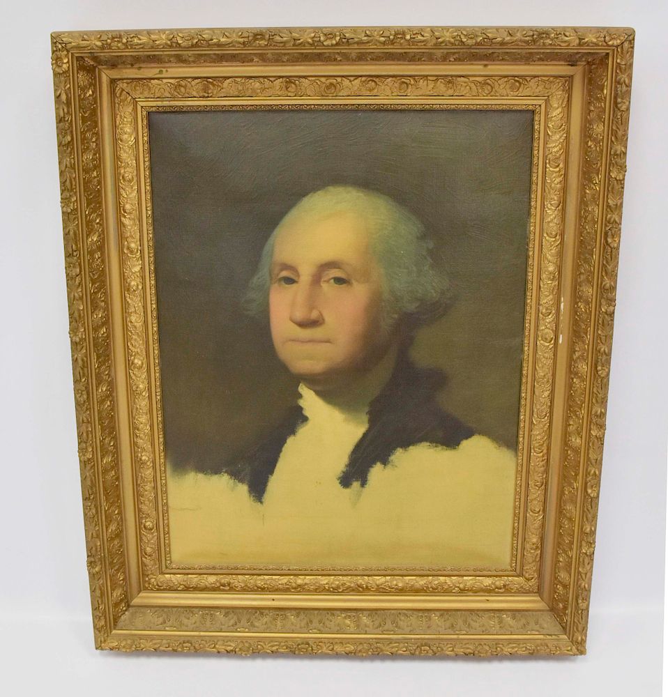 Appraisal: George Washington Oil Painting in Ornate Frame George Washington Oil