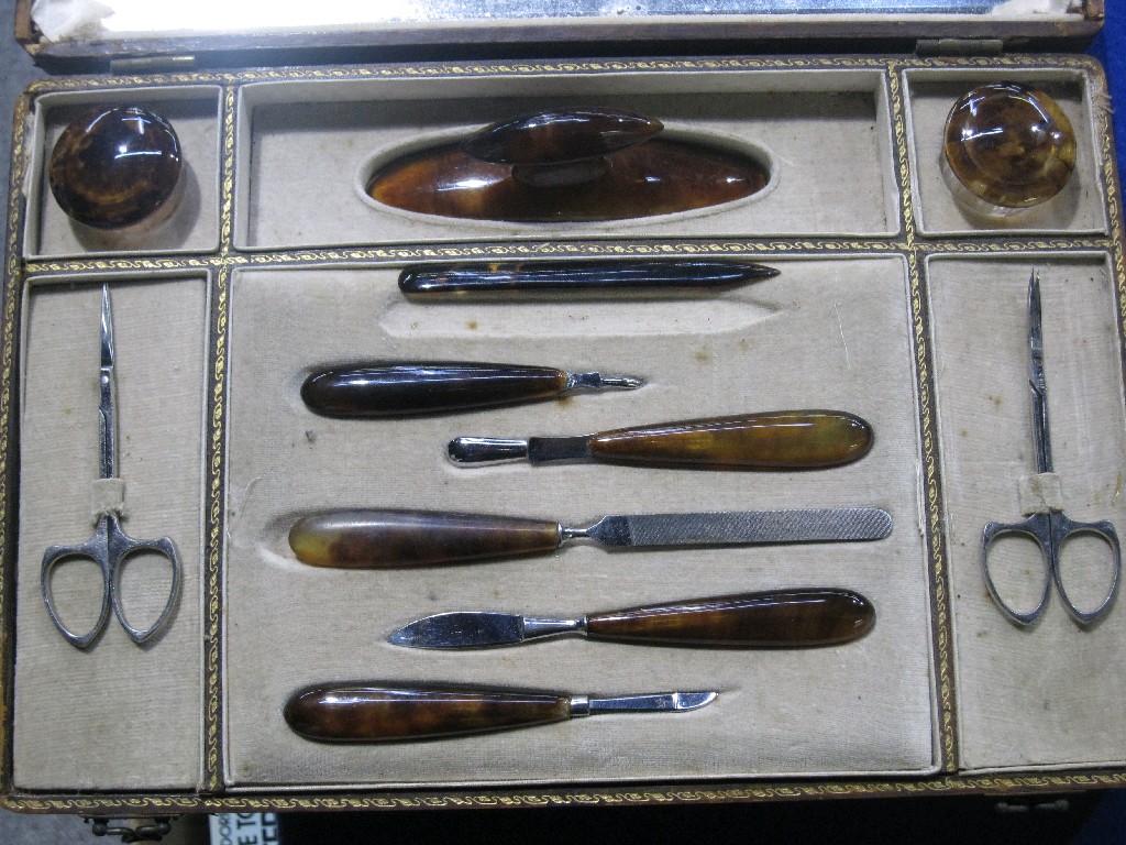 Appraisal: Cased eleven piece manicure set