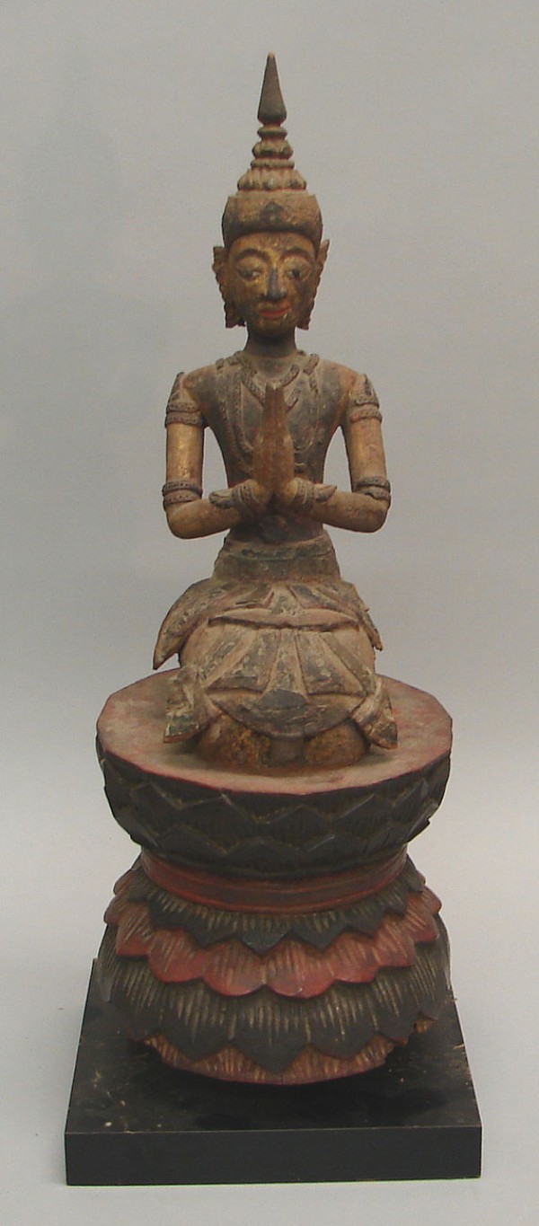 Appraisal: Guardian angle Lanna Thai th century t paint decoration carving