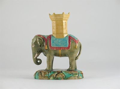 Appraisal: A Majolica model of an elephant standing four square with