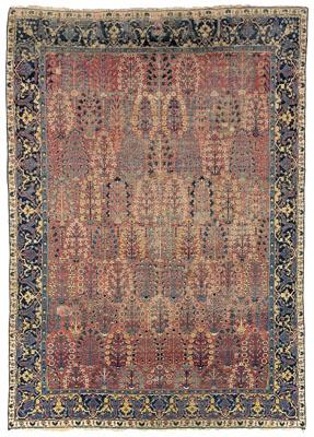 Appraisal: th century Kirman shrub carpet symmetrically arranged rows of leafy