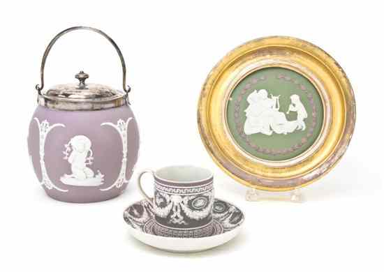 Appraisal: Two Wedgwood Jasperware Articles comprising a biscuit jar in white