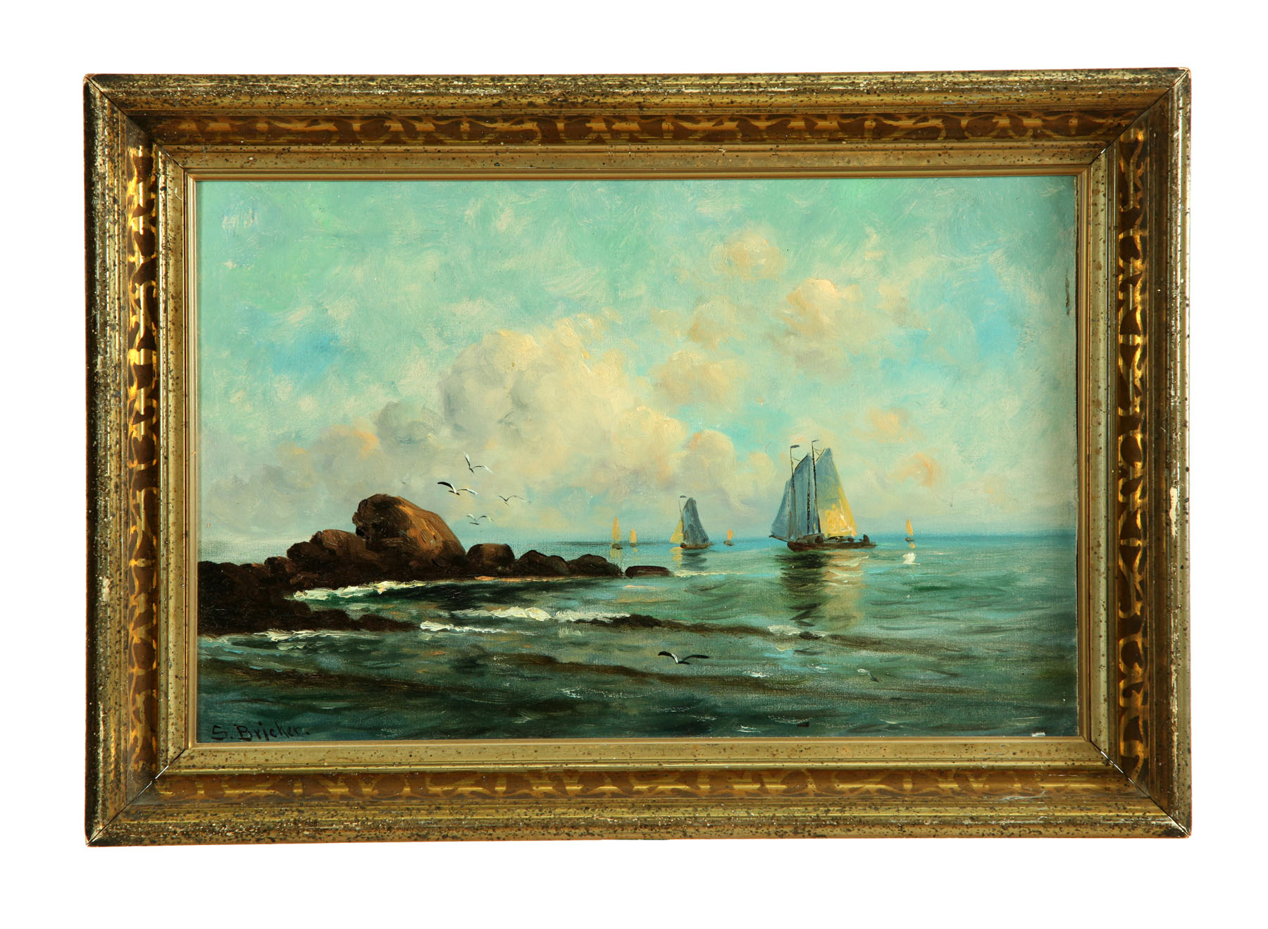 Appraisal: COASTAL SCENE BY S BRICKER MAINE LATE TH-EARLY TH CENTURY