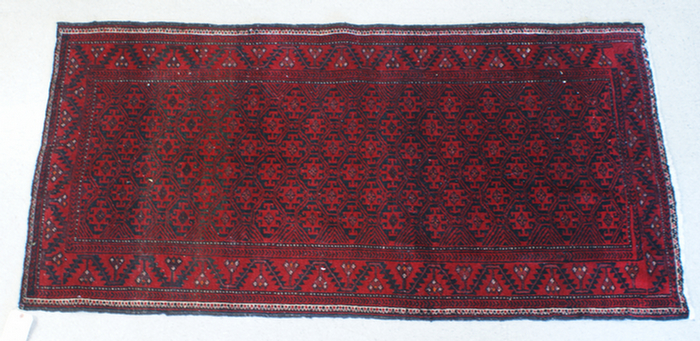 Appraisal: x red Turkish throw rug good condition Estimate -