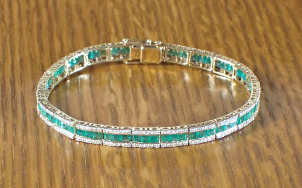 Appraisal: EMERALD DIAMOND AND FOURTEEN KARAT GOLD BRACELET The - bracelet