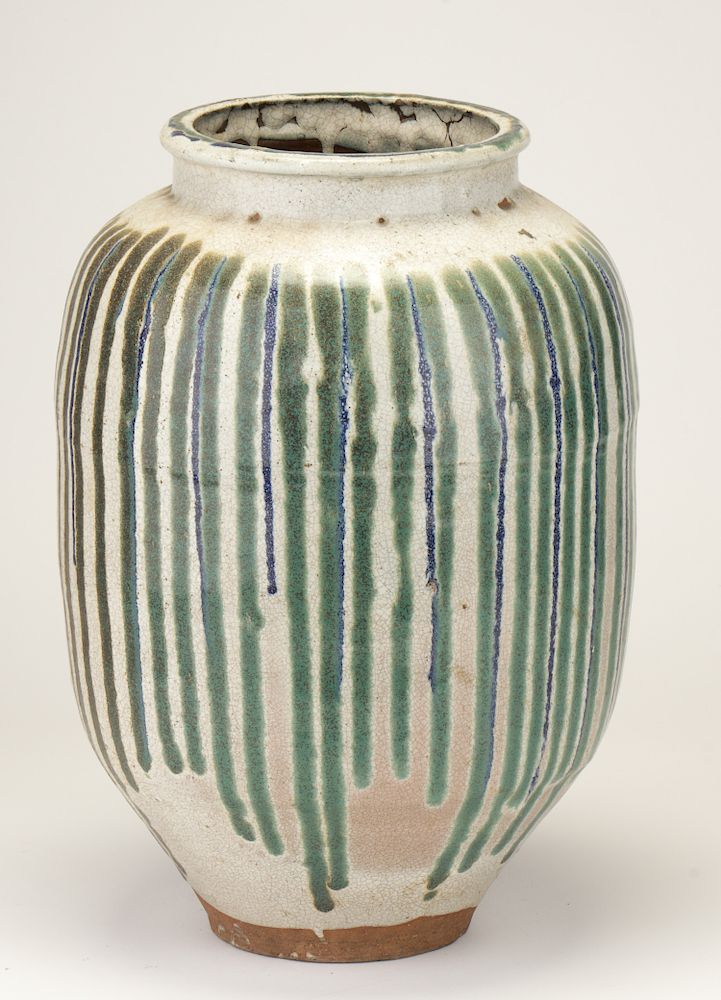 Appraisal: Japanese Shigaraki Storage Vessel Japanese Shigaraki Glazed Ceramic Storage Vessel