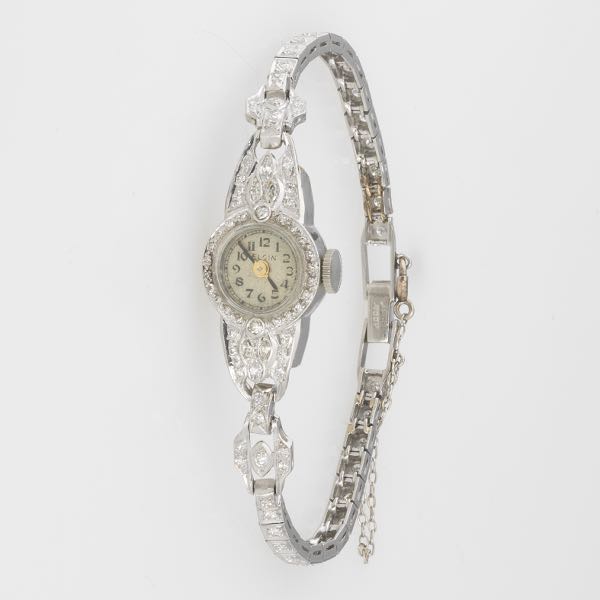 Appraisal: ELGIN ART DECO PLATINUM AND DIAMOND LADIES' WATCH Platinum case