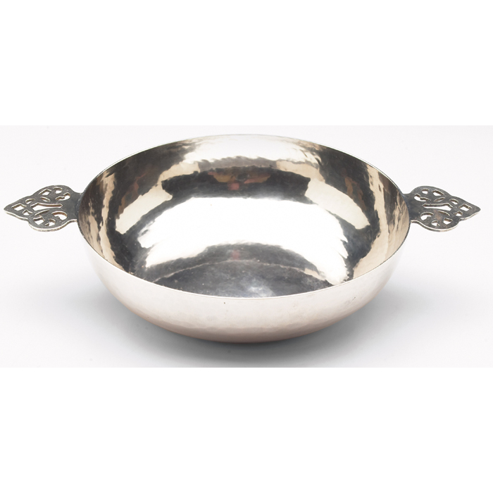 Appraisal: Dirk Van Erp porridger unusual example in hammered sterling silver