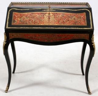 Appraisal: FRENCH BOULLE SLANT-FRONT LADY'S DESK TH C H W Having