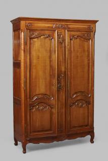 Appraisal: French Louis XV Style Carved Cherry Armoire th c the