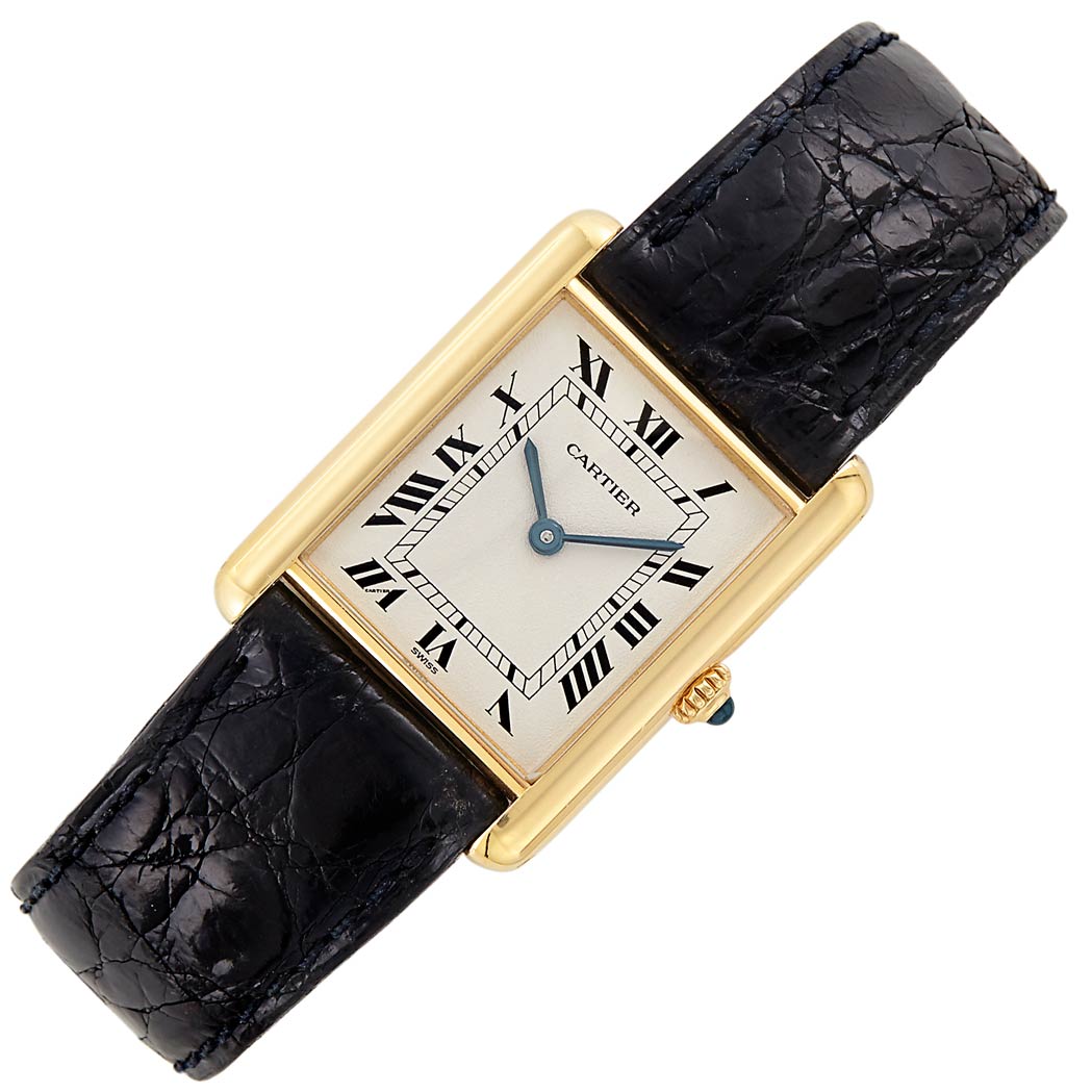 Appraisal: Gold 'Tank' Wristwatch Cartier kt quartz dia ap x mm