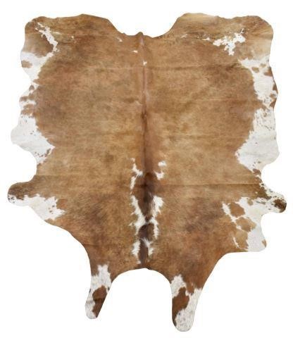 Appraisal: Large tanned brown and white cowhide largest measurement approx l