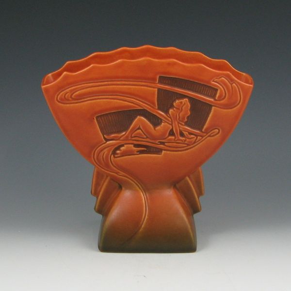 Appraisal: Roseville Silhouette fan vase with nude figures and very good