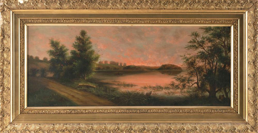 Appraisal: AMERICAN SCHOOL TH CENTURY SUNSET OVER A LAKE OIL ON