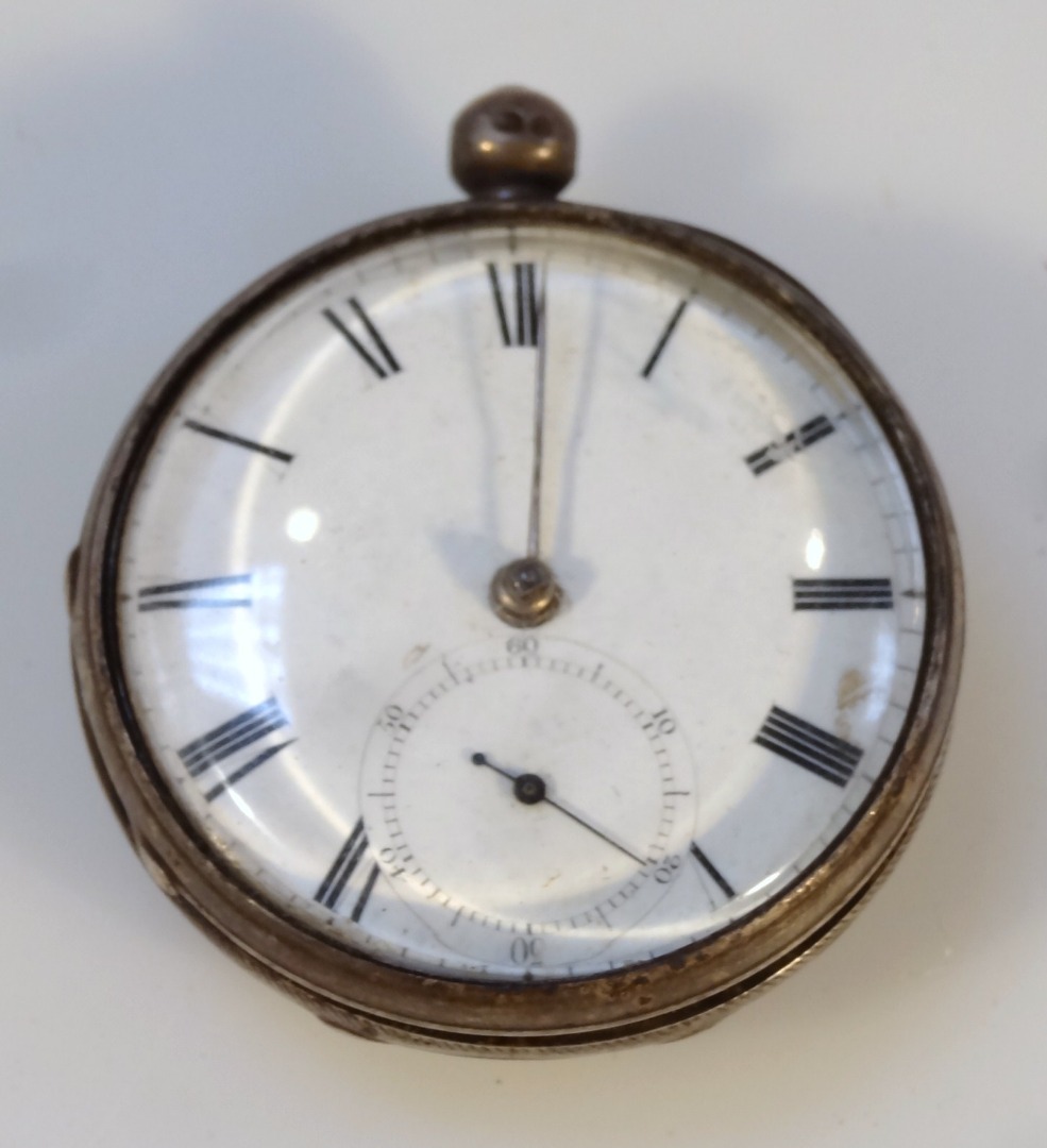 Appraisal: A thC silver open face pocket watch the cm dia