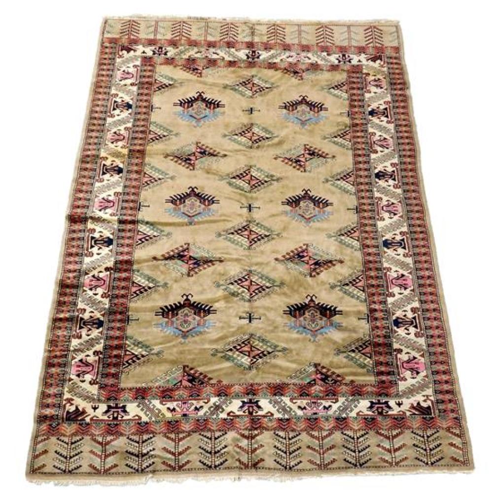 Appraisal: RUG Bokara ' x ' Yamute design on camel field