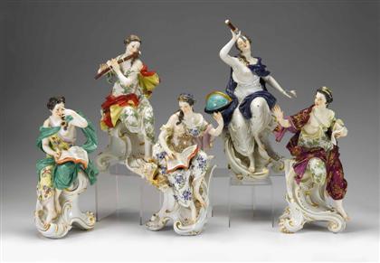 Appraisal: Impressive group of Meissen porcelain figures of Muses late th