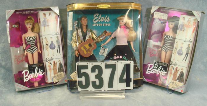 Appraisal: MIB barbie Dolls Barbie loves Elvis and two th anniversary