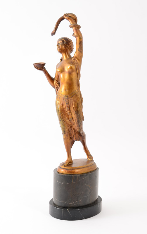 Appraisal: KAESBACH Rudolph German - Nude Snake Charmer Dore Bronze ''