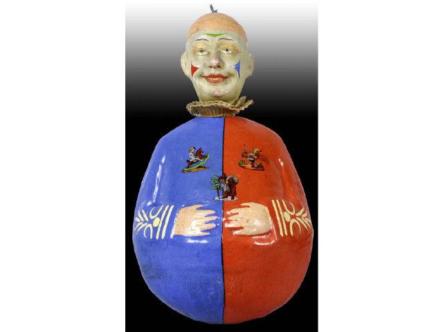 Appraisal: Large Clown Roly Poly Figure Description Paper mache Crazing on