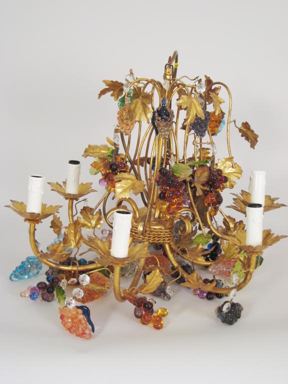 Appraisal: A 's gilt metal Chandelier of leafage design having decorative