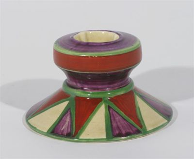 Appraisal: Original Bizarre' a Clarice Cliff candlestick painted in colours printed